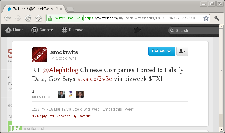 Screengrab of a tweet with a link apparently to stks.co/2v3c