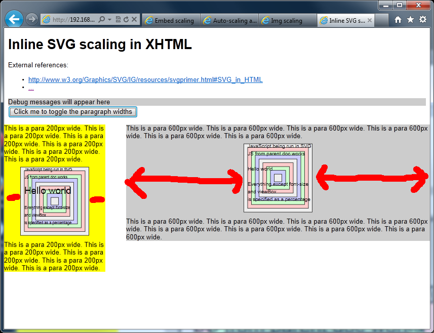 Screengrab of SVGs using inline SVG in IE9