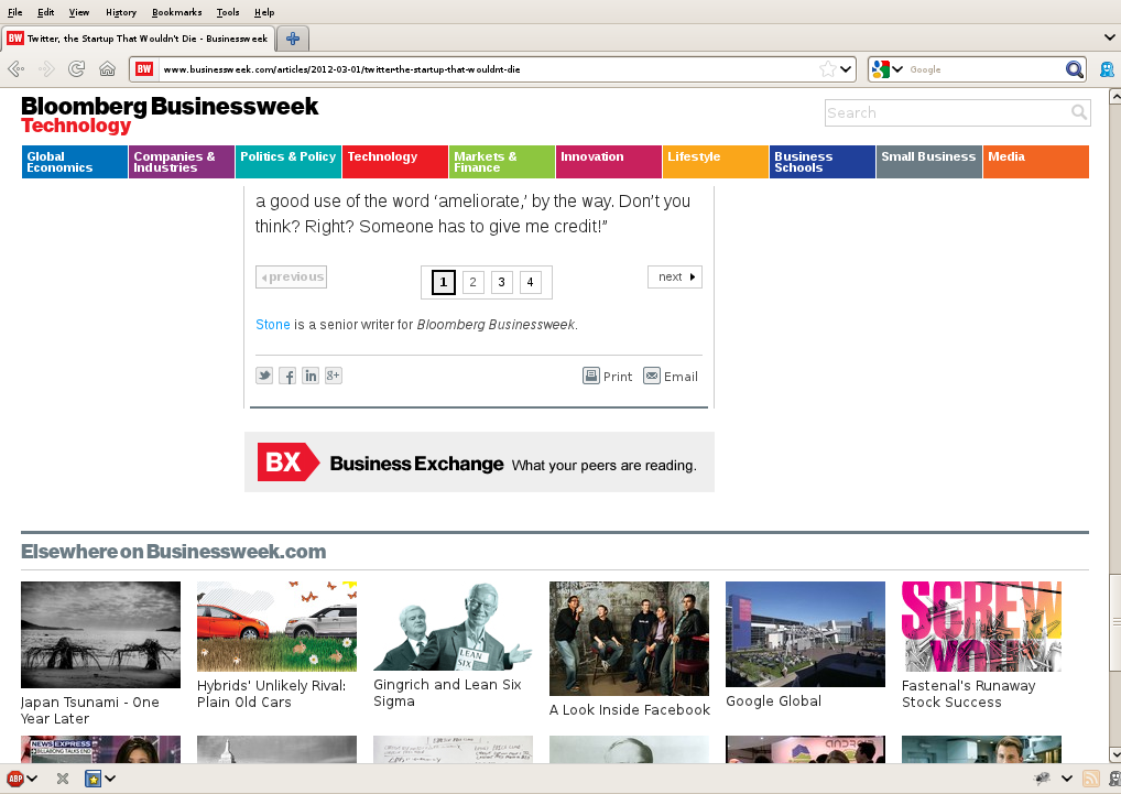 Screen grab of a browser showing the bottom of an article at businessweek.com, specifically the page navigation