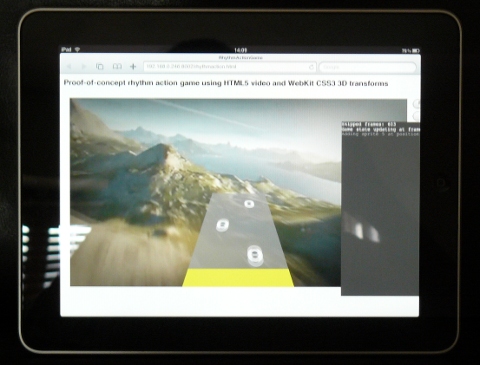 Photo of an iPad running the game