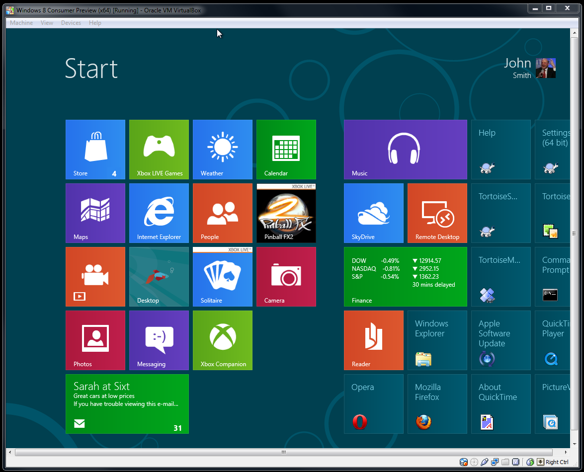 Screengrab of Windows 8 start screen